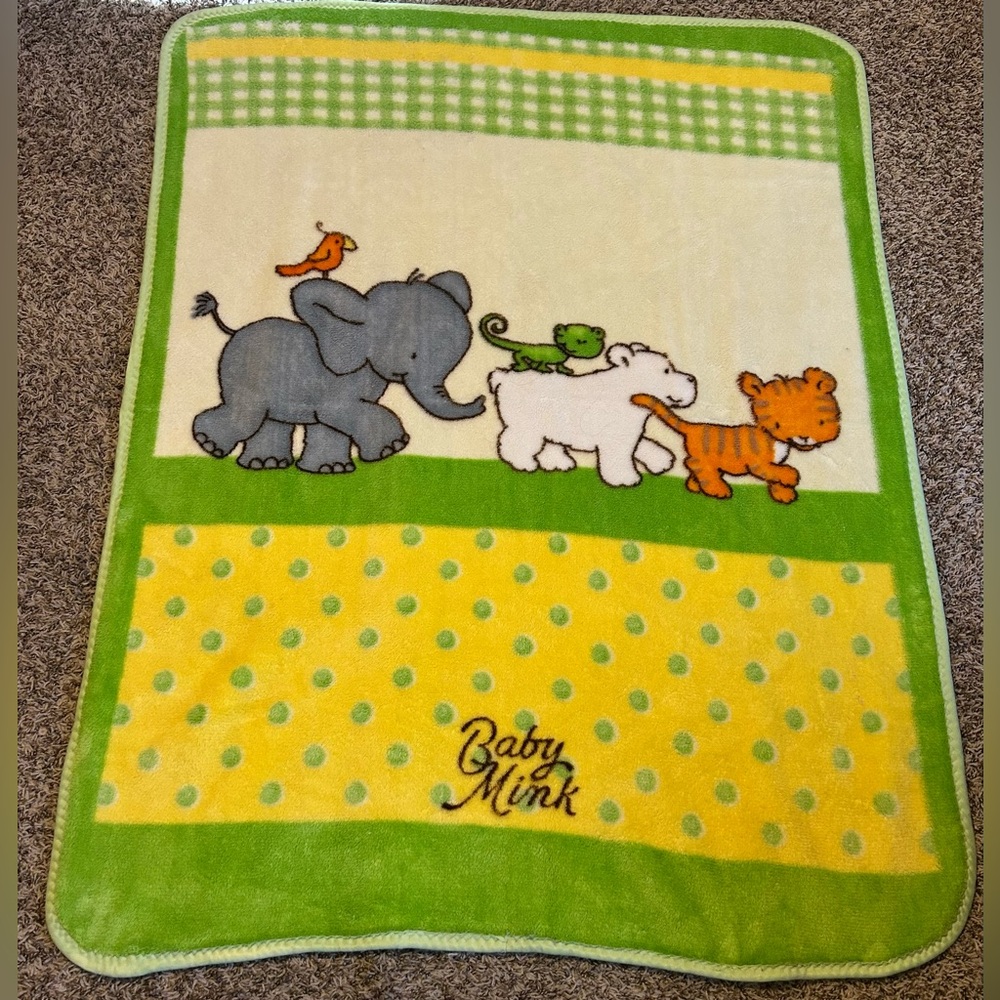 Baby Mink Throw Blanket Elephant Bird Polar Bear Iguana Tiger Green Yellow
